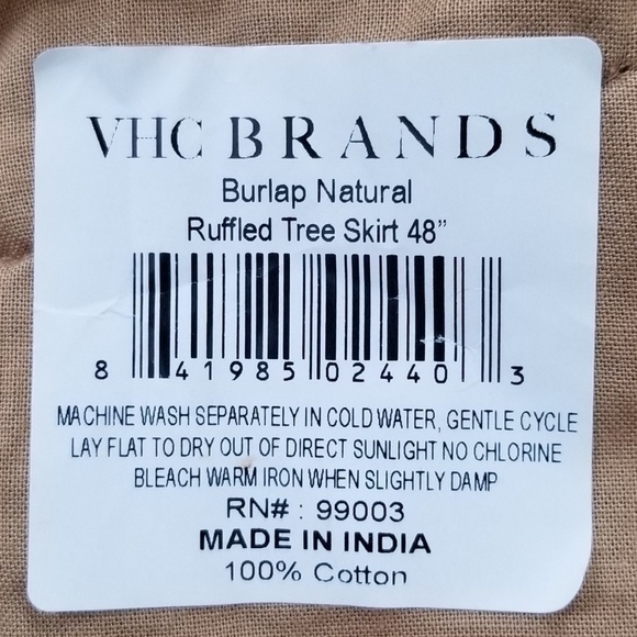 VHC Brands Burlap Natural Ruffled Christmas Tree Skirt 48‎ Inch Diameter NEW - Picture 7 of 9